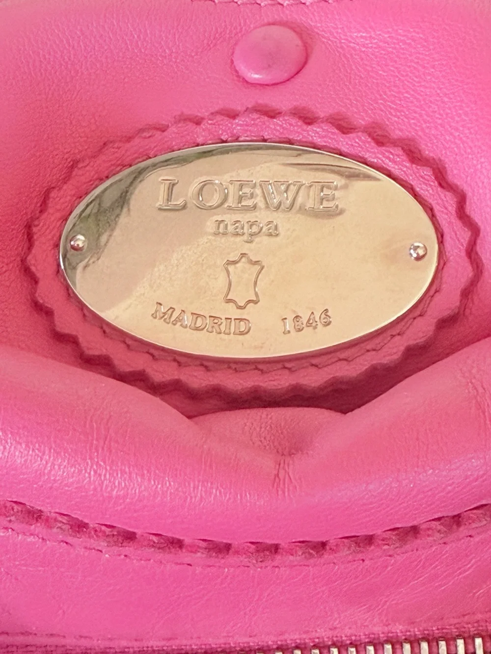 LOEWE Madrid Pink/ Red  2Way Medium Nappa Satchel. RT $ 3998.